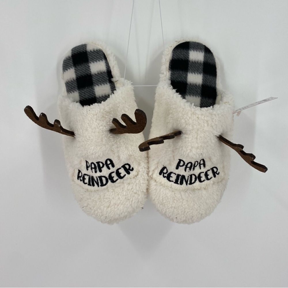 Jammies for your Families Men’s ‘Papa Reindeer’ Slippers size M (8-9)